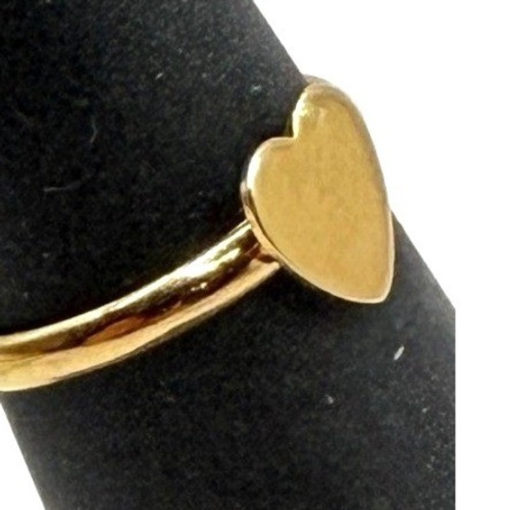 Gold Heart Adjustable Ring Size 3.25 Petite Pinky New Gift Ready